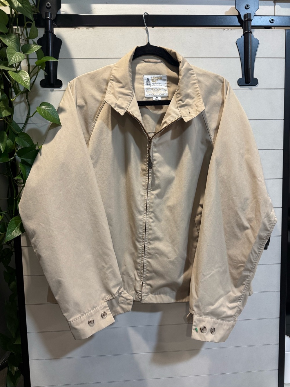 London Fog Beige Men’s Zip-Front Windbreaker Jacket
